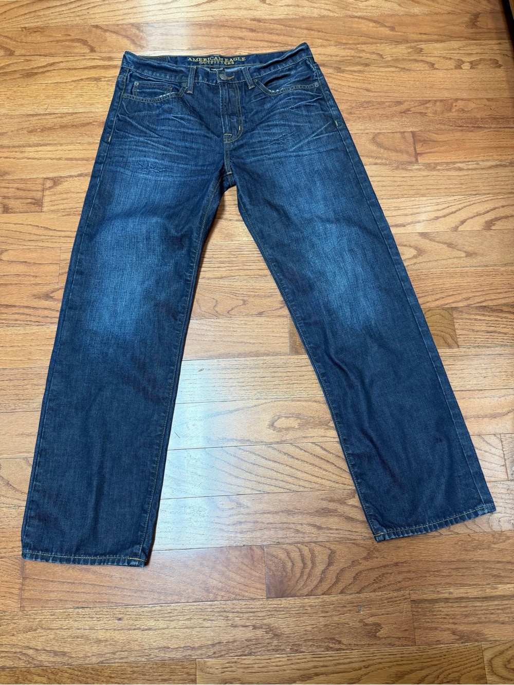 American Eagle Outfitters Mens Made to Last Loose Straight Dark Whiskering 34x32